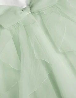 Raphela Puff Sleeve Bow Party Dress Green