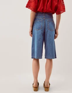 Raye Longline Denim Shorts Blue