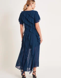 Renata Ruffle Maxi Dress Blue