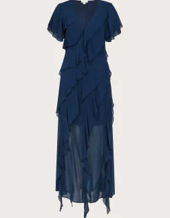 Renata Ruffle Maxi Dress Blue