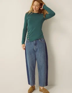 Renee Button Ruched Jumper Blue