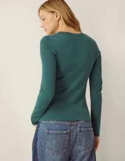 Renee Button Ruched Jumper Blue
