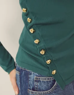 Renee Button Ruched Jumper Blue