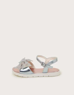 Rhinestone Bow Metallic Sandals Multi