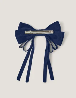 Ribbon Bow School Hair Clip Blue