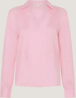Riley Pintuck Linen Top Pink