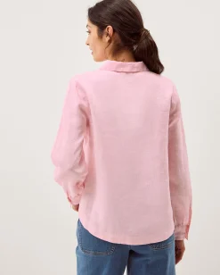 Riley Pintuck Linen Top Pink