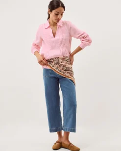 Riley Pintuck Linen Top Pink