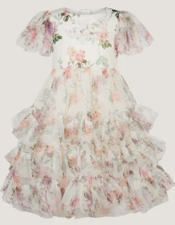 Roma Floral Print Ruffle Party Dress Multi