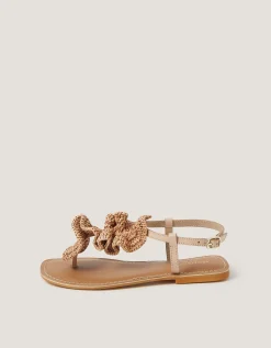 Rosa Raffia Leather Sandals Natural