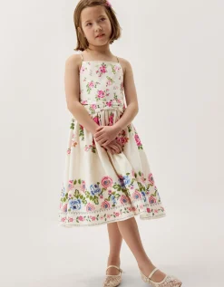 Rose Border Print Party Dress Multi