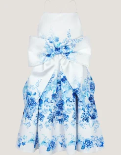 Rose Print Bow Party Dress Multi