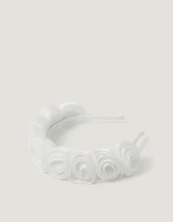 Rosette Satin Headband Ivory