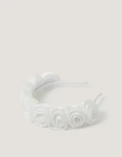 Rosette Satin Headband Ivory