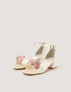 Rosette Satin Two Part Heels Ivory