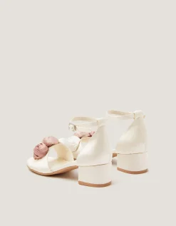 Rosette Satin Two Part Heels Ivory