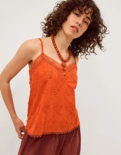 Rosie Embroidered Cami Top Orange