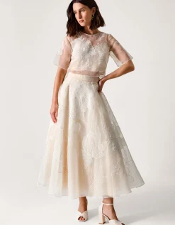 Rosie Embroidered Floral Wedding Skirt Ivory