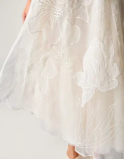 Rosie Embroidered Floral Wedding Skirt Ivory