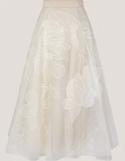 Rosie Embroidered Floral Wedding Skirt Ivory