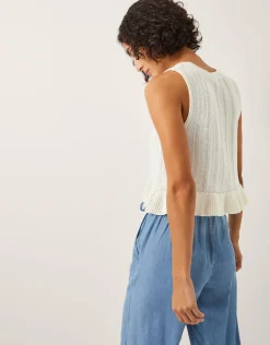 Ruby Ruffle Knit Tank Top Ivory