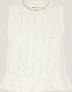 Ruby Ruffle Knit Tank Top Ivory