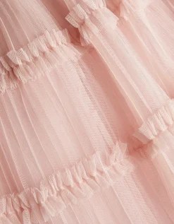 Ruffled Pleated Top & Skirt Set Pink