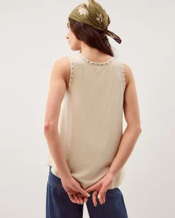 Sabia Stud Jersey Cami Top Natural