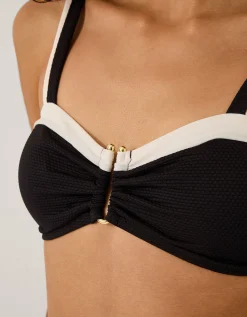 Sabrina Two Tone Bikini Top Black