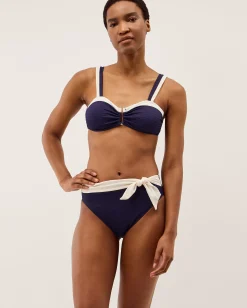 Sabrina Two Tone Bikini Top Blue