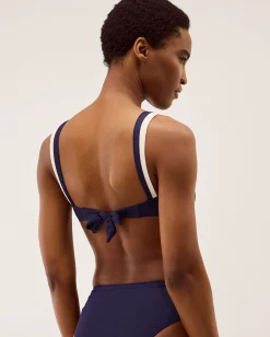 Sabrina Two Tone Bikini Top Blue