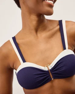 Sabrina Two Tone Bikini Top Blue