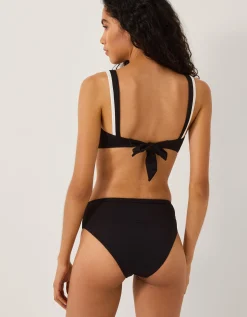 Sabrina Two Tone High Waist Bikini Bottoms Black