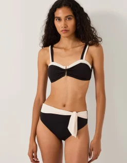 Sabrina Two Tone High Waist Bikini Bottoms Black