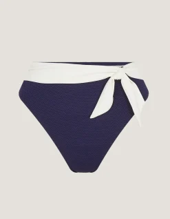 Sabrina Two Tone High Waist Bikini Bottoms Blue
