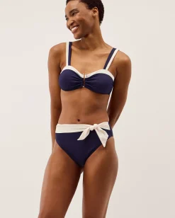 Sabrina Two Tone High Waist Bikini Bottoms Blue