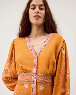 Samara Floral Print Midi Dress Yellow