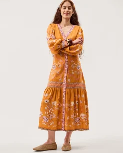 Samara Floral Print Midi Dress Yellow