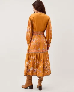 Samara Floral Print Midi Dress Yellow