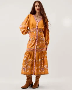 Samara Floral Print Midi Dress Yellow