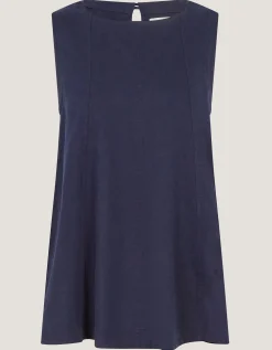 Sammy Swing Linen Blend Tank Top Blue
