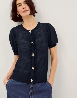 Sam Starfish Button Cardigan Blue