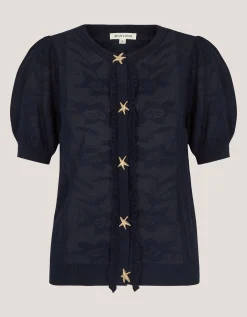 Sam Starfish Button Cardigan Blue