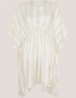 Sana Sequin Embellished Kaftan Ivory