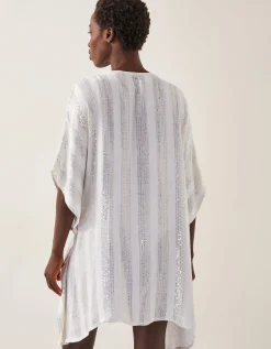Sana Sequin Embellished Kaftan Ivory