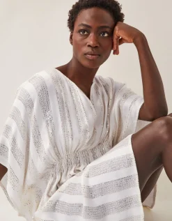 Sana Sequin Embellished Kaftan Ivory