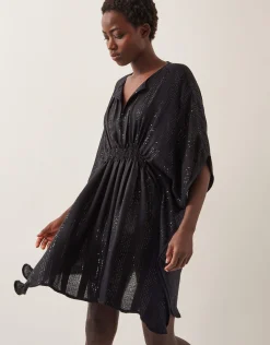 Sana Sequin Embellished Kaftan Black