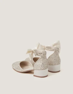 Sara Bow Glitter Two-Part Heels Ivory