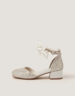 Sara Bow Glitter Two-Part Heels Ivory
