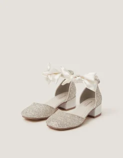 Sara Bow Glitter Two-Part Heels Ivory
